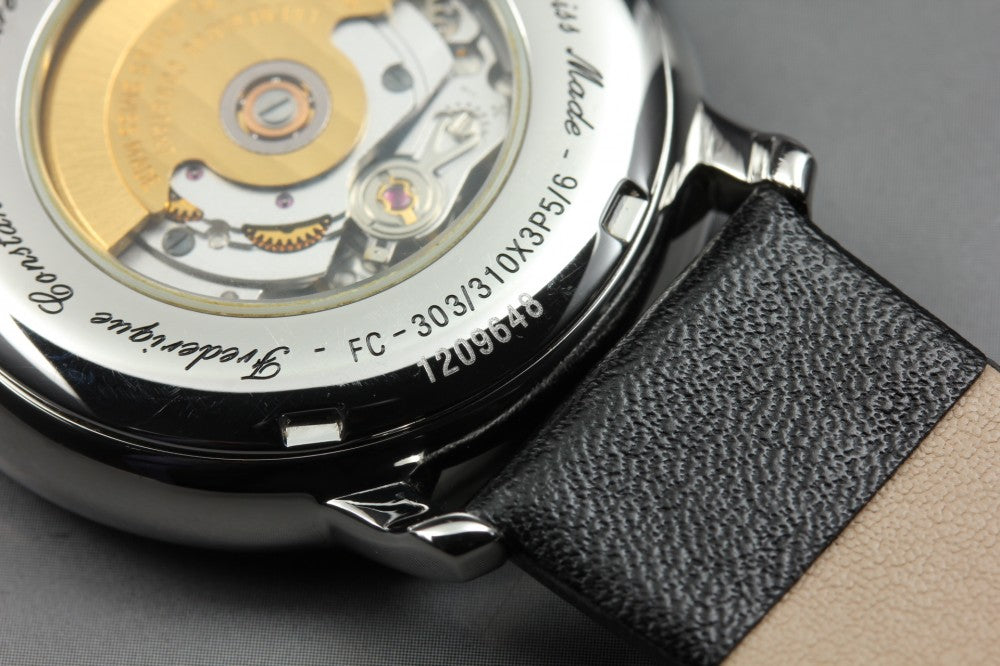 Near MINT FREDERIQUE CONSTANT Heartbeat FC-303/310X3P5/6 Black Auto 38.2mm Men's Watch