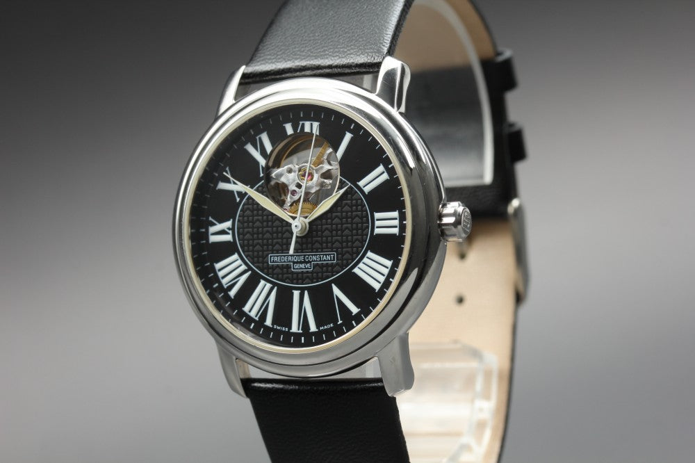 Near MINT FREDERIQUE CONSTANT Heartbeat FC-303/310X3P5/6 Black Auto 38.2mm Men's Watch