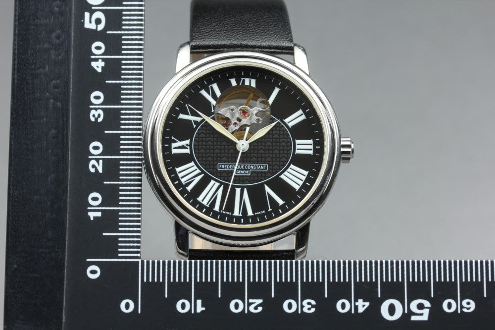 Near MINT FREDERIQUE CONSTANT Heartbeat FC-303/310X3P5/6 Black Auto 38.2mm Men's Watch