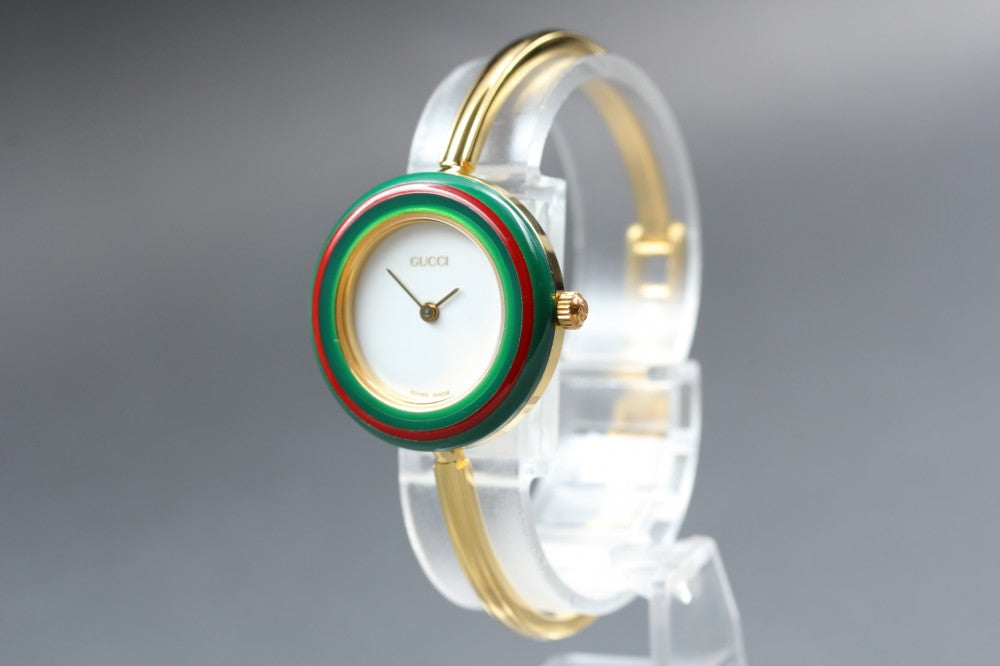 Near MINT GUCCI 11/12.2 White Quartz 25.8mm Ladies Watch