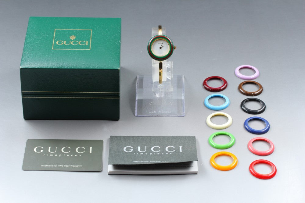 Near MINT GUCCI 11/12.2 White Quartz 25.8mm Ladies Watch