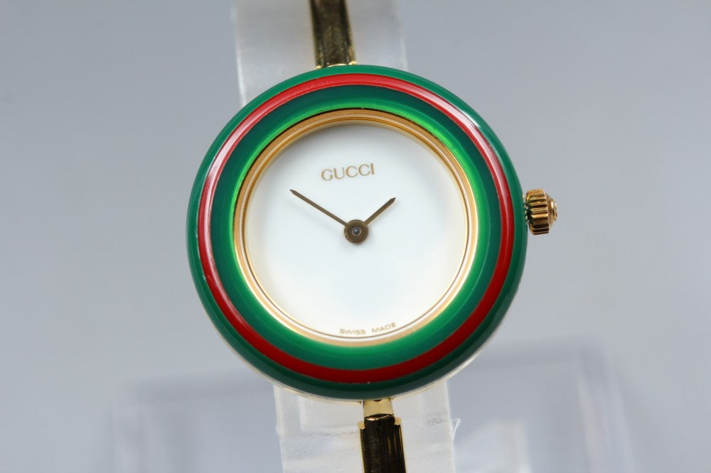 Near MINT GUCCI 11/12.2 White Quartz 25.8mm Ladies Watch
