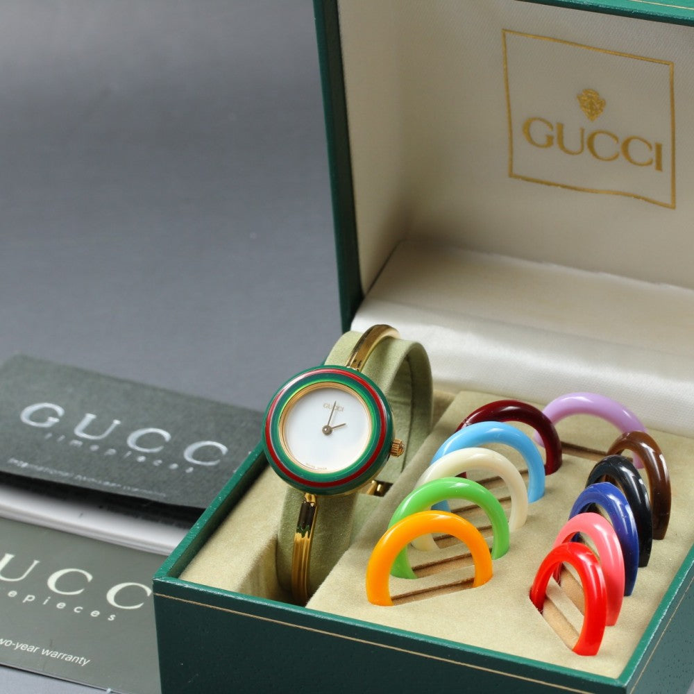 Near MINT GUCCI 11/12.2 White Quartz 25.8mm Ladies Watch