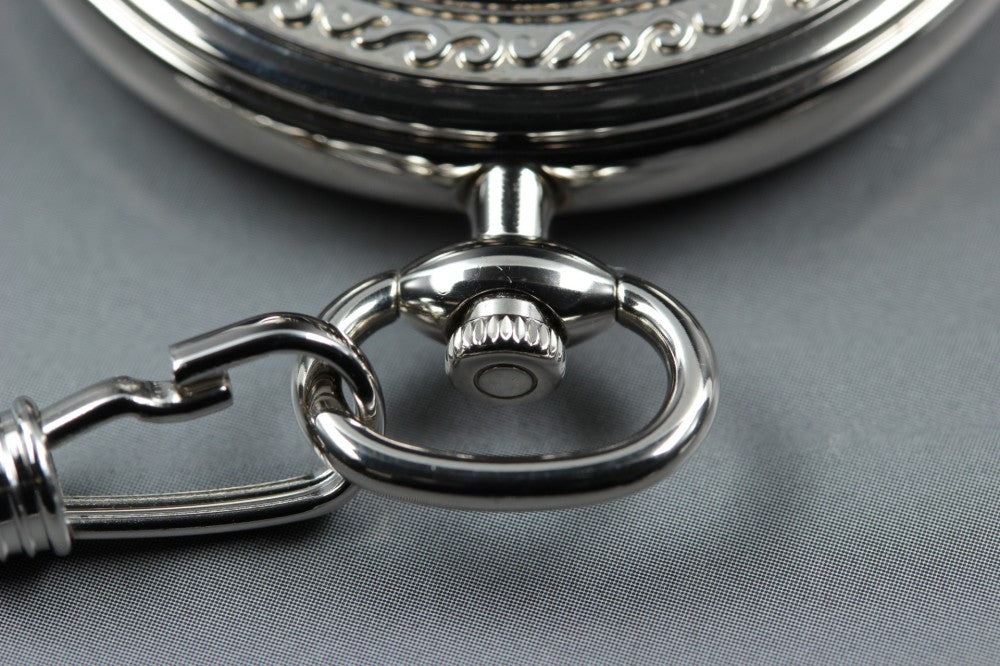 Near MINT SEIKO JAL 7N01-0030 Silver Quartz 43.8mm Men's Pocket Watch