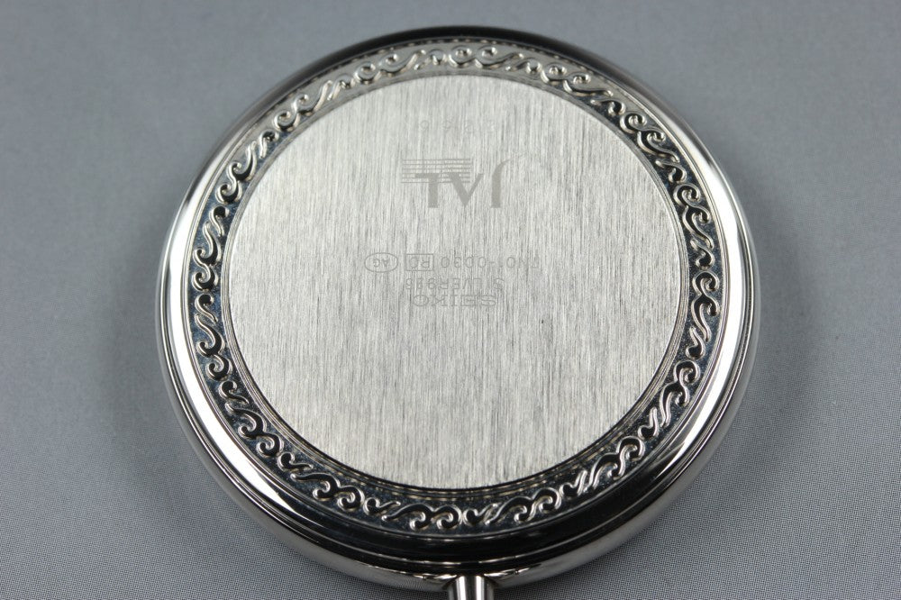Near MINT SEIKO JAL 7N01-0030 Silver Quartz 43.8mm Men's Pocket Watch