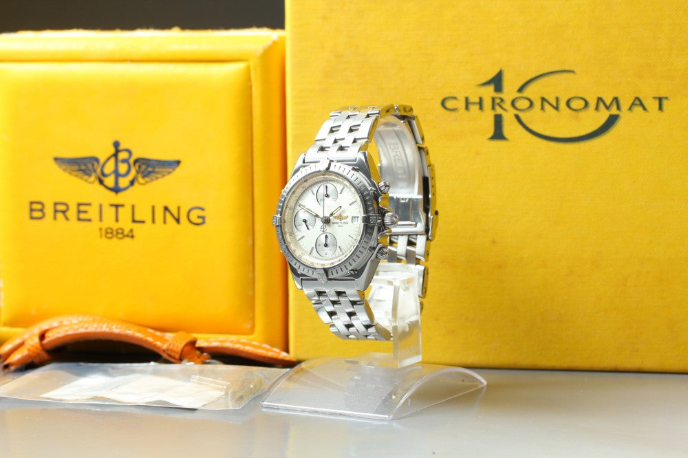 Near MINT BREITLING Chronomat A13050 Silver Auto 37.2mm Men's Watch