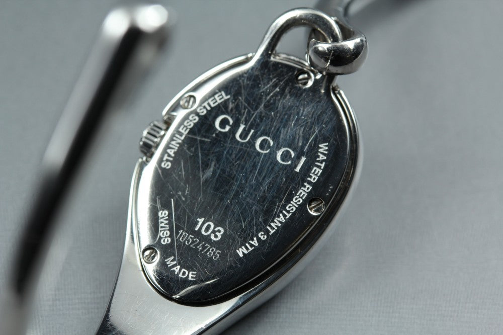 Near MINT GUCCI Horsebit 103 Silver Quartz 21.4mm Ladies Watch