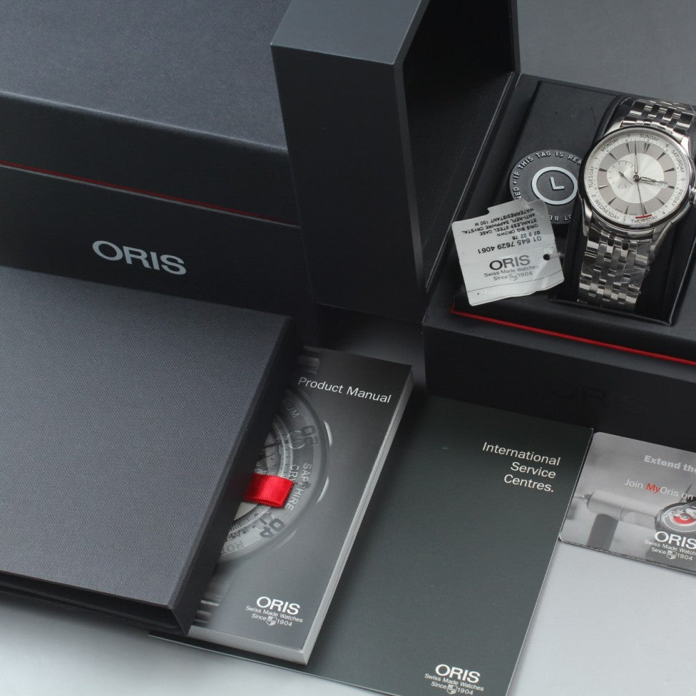 MINT ORIS Artelier Small Seconds Pointer Day 7596 Silver Auto 43.8mm Men's Watch