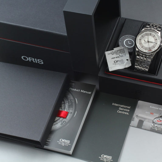 MINT ORIS Artelier Small Seconds Pointer Day 7596 Silver Auto 43.8mm Men's Watch