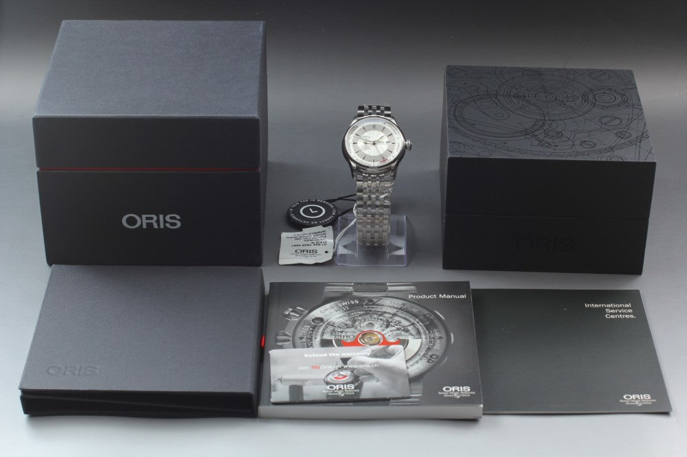 MINT ORIS Artelier Small Seconds Pointer Day 7596 Silver Auto 43.8mm Men's Watch