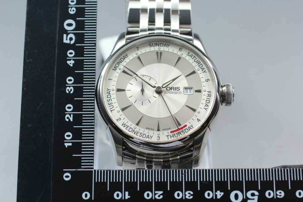 MINT ORIS Artelier Small Seconds Pointer Day 7596 Silver Auto 43.8mm Men's Watch