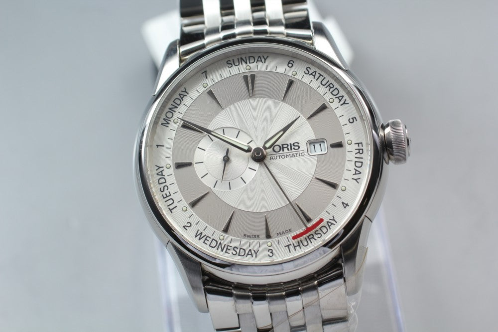 MINT ORIS Artelier Small Seconds Pointer Day 7596 Silver Auto 43.8mm Men's Watch