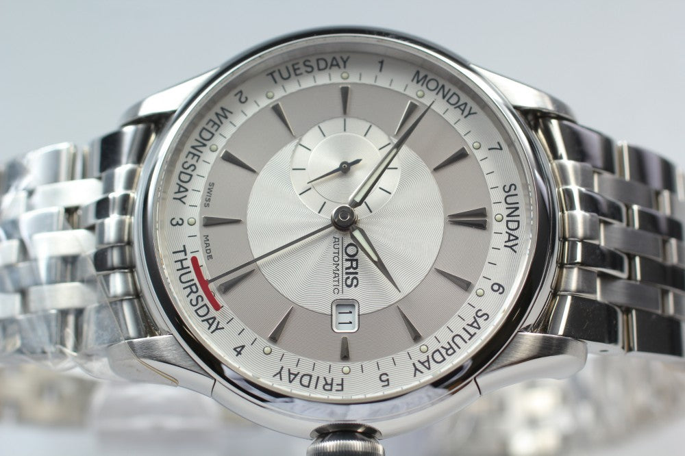 MINT ORIS Artelier Small Seconds Pointer Day 7596 Silver Auto 43.8mm Men's Watch