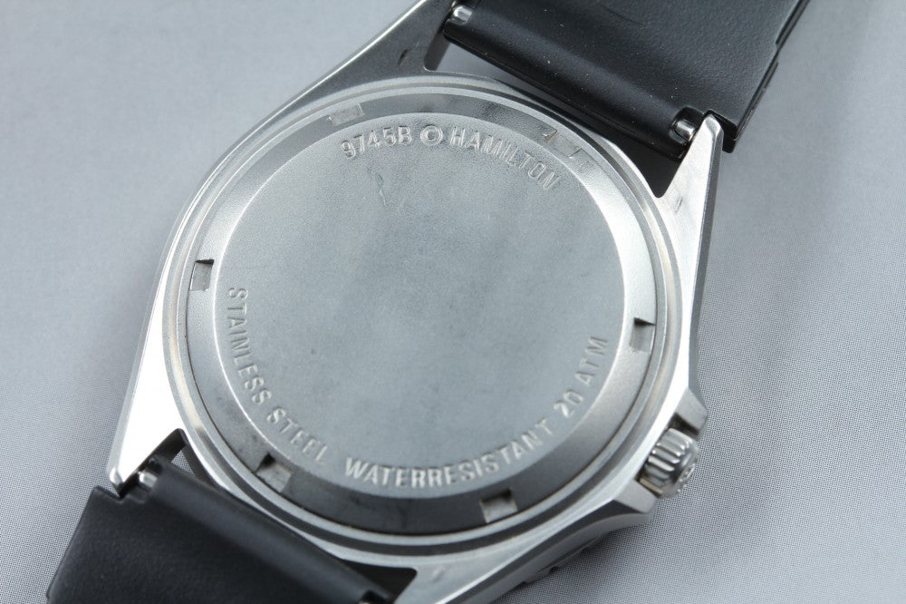 Near MINT HAMILTON Khaki 9745B Black Quartz 38.4mm Men's Watch