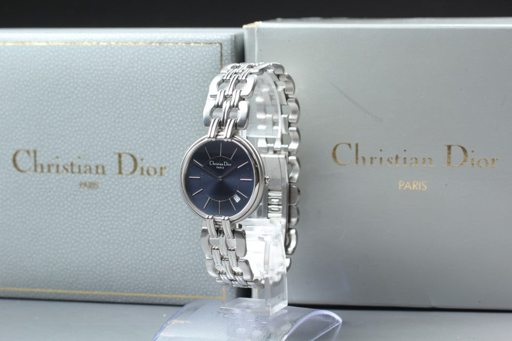 Near MINT Christian Dior Bagira D65-100 Navy Quartz 33mm Unisex Watch