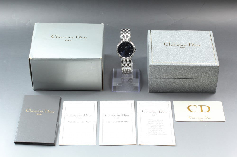 Near MINT Christian Dior Bagira D65-100 Navy Quartz 33mm Unisex Watch