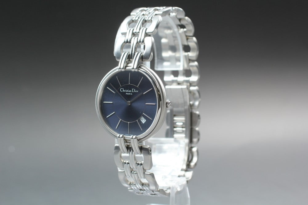 Near MINT Christian Dior Bagira D65-100 Navy Quartz 33mm Unisex Watch
