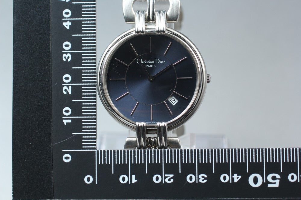 Near MINT Christian Dior Bagira D65-100 Navy Quartz 33mm Unisex Watch