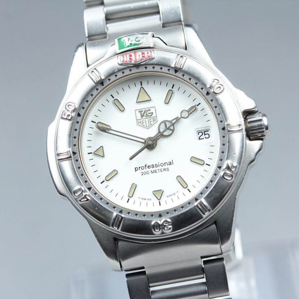 Near MINT TAG Heuer 4000 Professional WF1212-K0 White Quartz 34mm Men's Watch