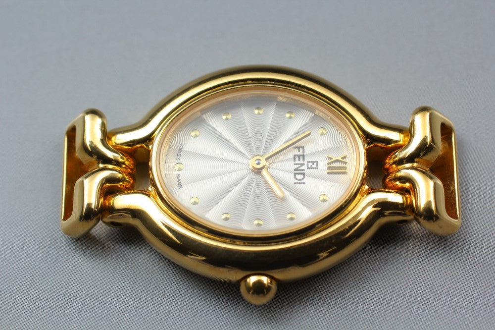 Near MINT FENDI 640L Silver Quartz 25.5mm Ladies Watch