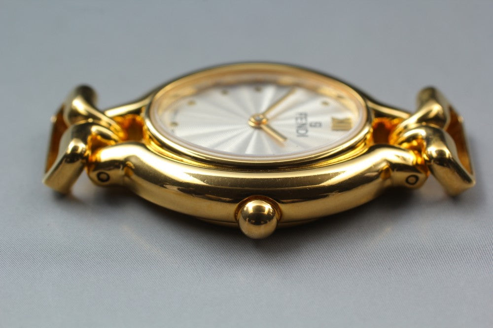 Near MINT FENDI 640L Silver Quartz 25.5mm Ladies Watch