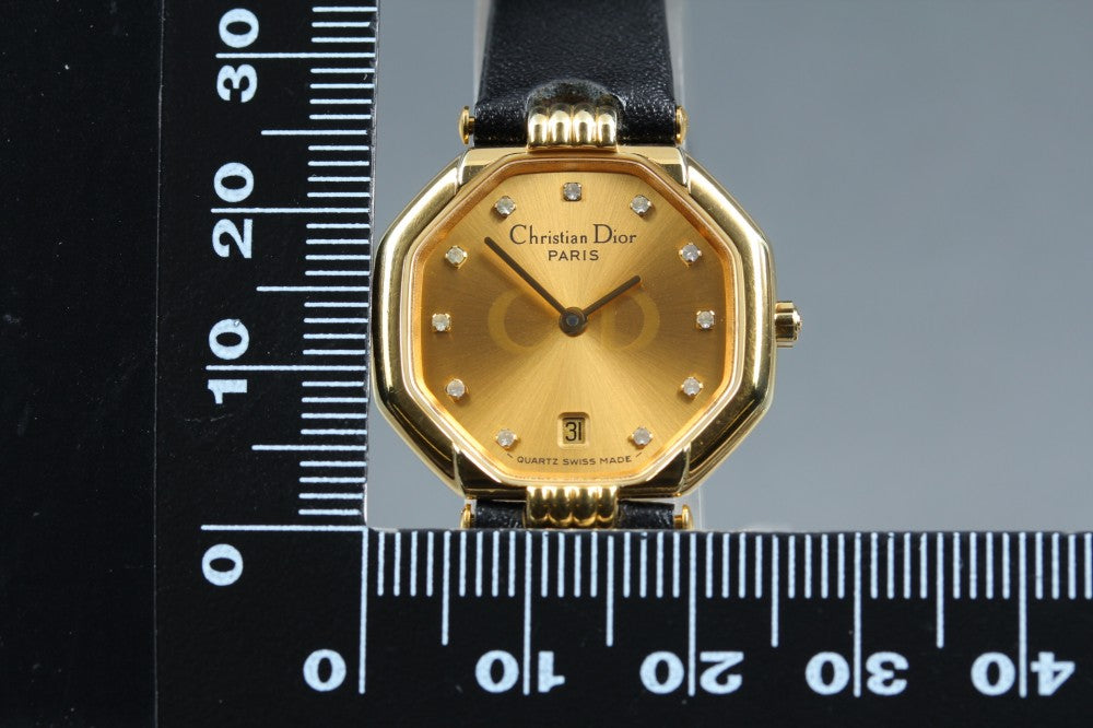 Near MINT Christian Dior D48-153 Gold Quartz 25.3mm Ladies Watch