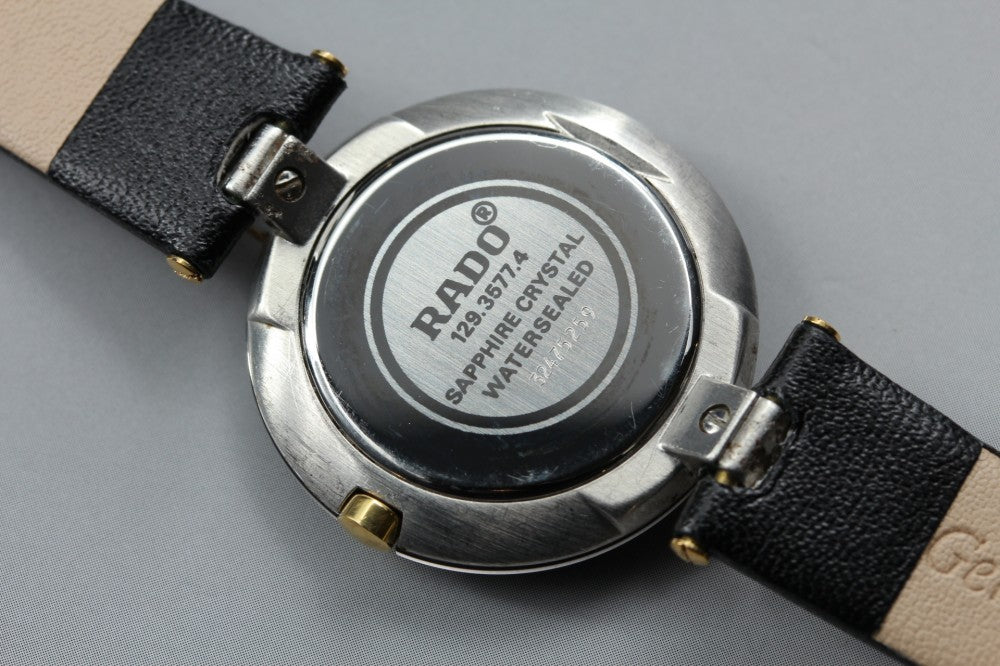 Near MINT RADO Kupole 129.3577.4 Black Quartz 28mm Ladies Watch