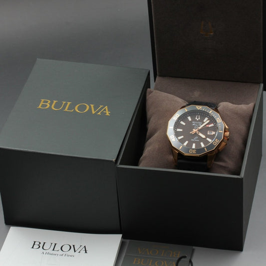 MINT BULOVA Marine Star Precisionist 98B421 Black Quartz 42.9mm Men's Watch