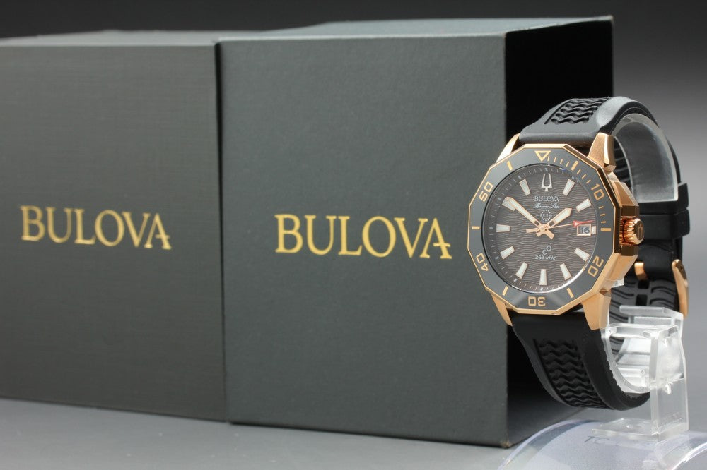 MINT BULOVA Marine Star Precisionist 98B421 Black Quartz 42.9mm Men's Watch