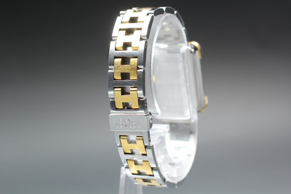 Near MINT HERMES Clojure CR1.220 White Quartz 17.9mm Ladies Watch