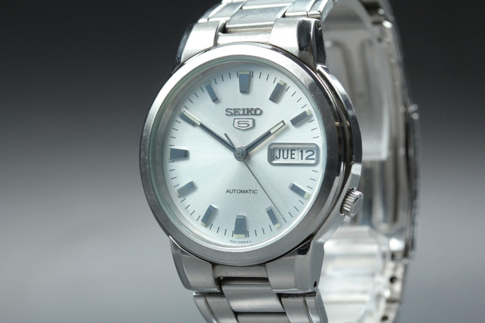 Near MINT SEIKO 5 7S26-01F0 Silver Auto 33.9mm Men's Watch