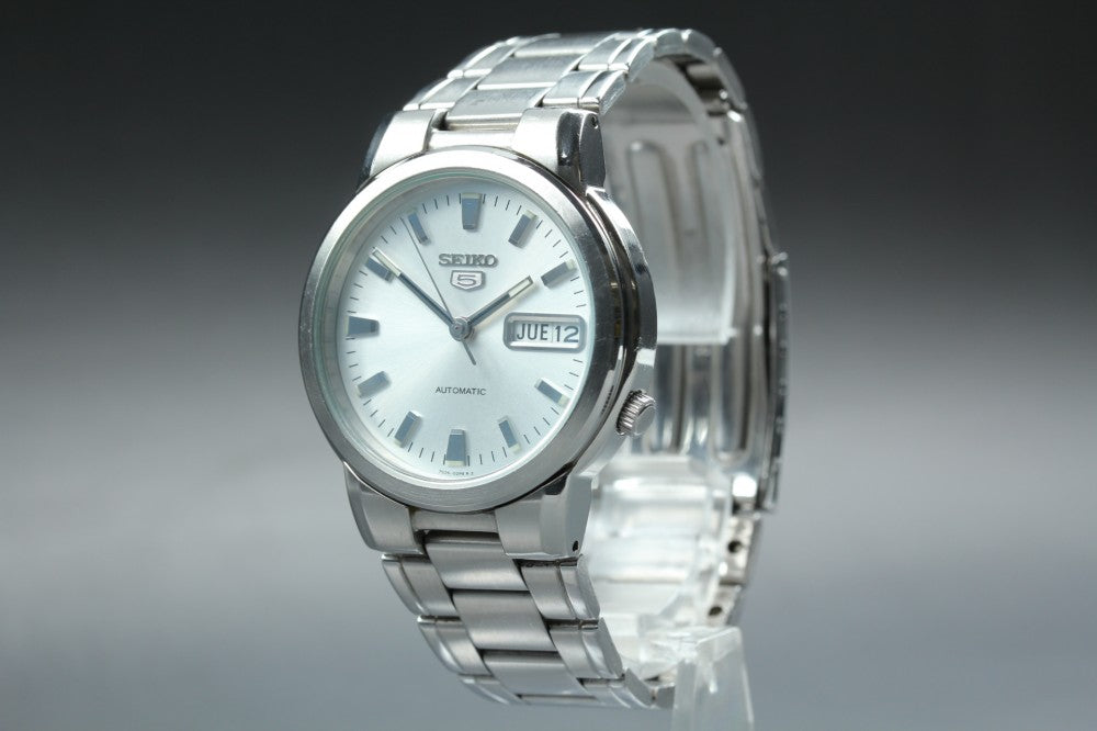 Near MINT SEIKO 5 7S26-01F0 Silver Auto 33.9mm Men's Watch