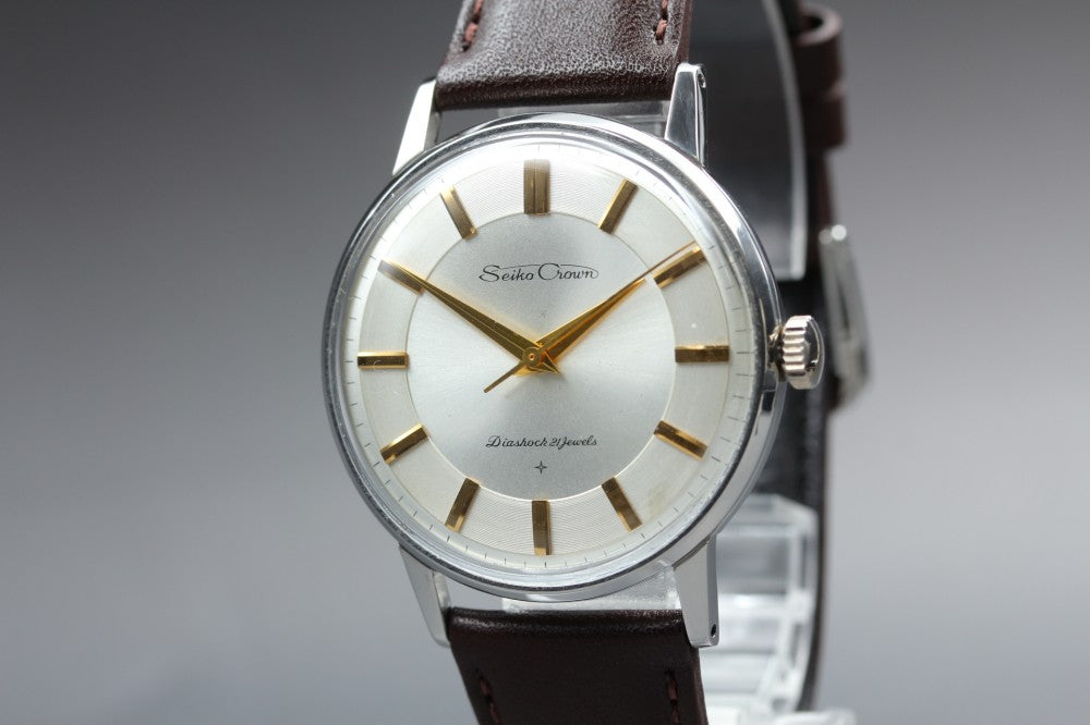 Near MINT SEIKO Crown J15003E Silver Manual 36mm Men's Watch 1960