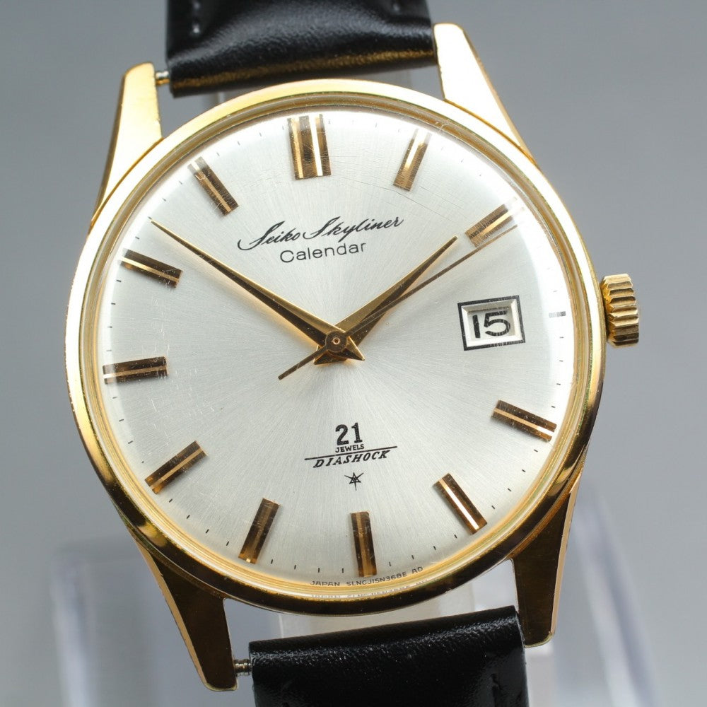 SEIKO Skyliner Calendar J15019 Silver Manual 35.9mm Men's Watch 1964