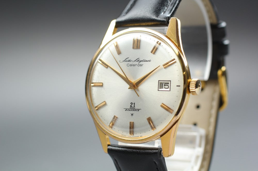 SEIKO Skyliner Calendar J15019 Silver Manual 35.9mm Men's Watch 1964
