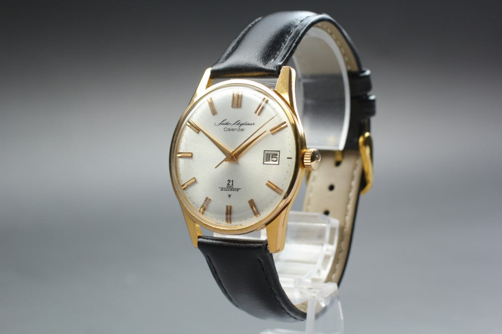 SEIKO Skyliner Calendar J15019 Silver Manual 35.9mm Men's Watch 1964