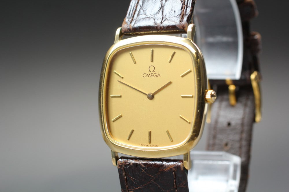 Near MINT OMEGA De Ville 195.0077.2 Cal.1378 Gold Quartz 30mm Men's Watch