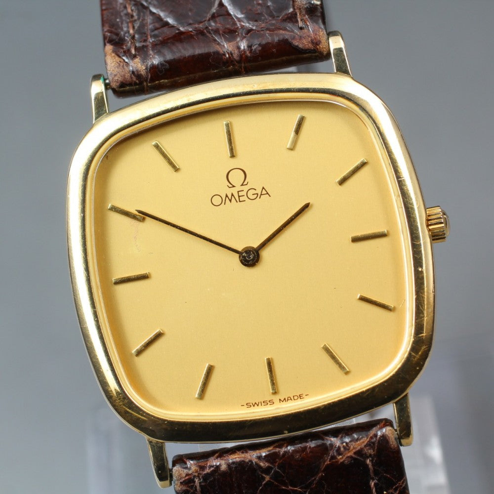 Near MINT OMEGA De Ville 195.0077.2 Cal.1378 Gold Quartz 30mm Men's Watch
