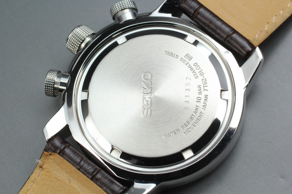 Near MINT SEIKO Chronograph SNAF51/7T62-0LG0 Silver Quartz 43.4mm Men's Watch