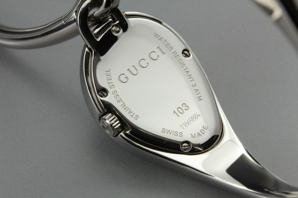Near MINT GUCCI Horsebit 103 Black Quartz 21mm Ladies Watch