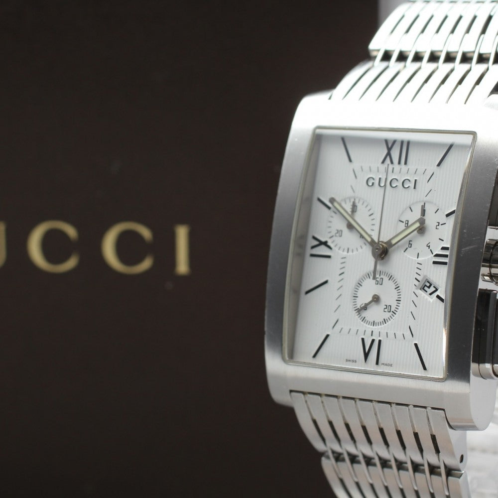 Near MINT GUCCI G Metro 8600M White Quartz 34.1mm Men's Watch