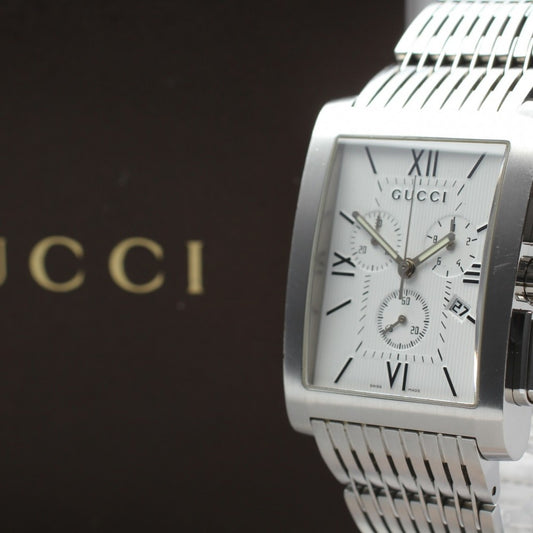 Near MINT GUCCI G Metro 8600M White Quartz 34.1mm Men's Watch