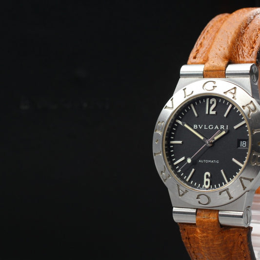 Near MINT BVLGARI Diagono LCV35S Black Auto 35.5mm Men's Watch