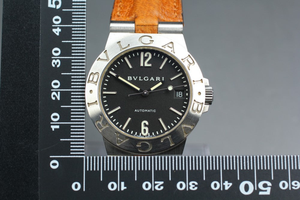 Near MINT BVLGARI Diagono LCV35S Black Auto 35.5mm Men's Watch