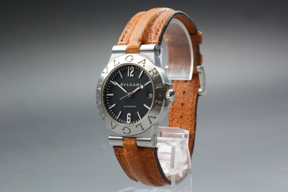 Near MINT BVLGARI Diagono LCV35S Black Auto 35.5mm Men's Watch