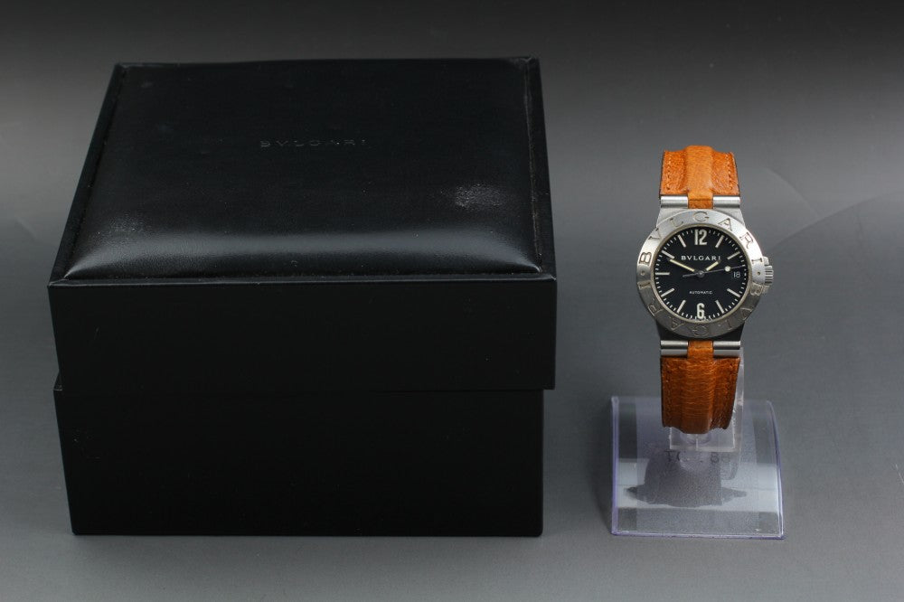 Near MINT BVLGARI Diagono LCV35S Black Auto 35.5mm Men's Watch