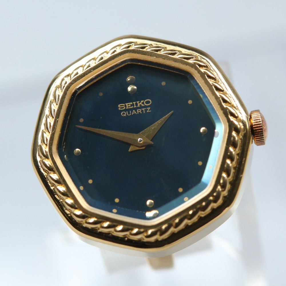 Near MINT SEIKO 1400-7940 Black Quartz 19.7mm Ladies Watch
