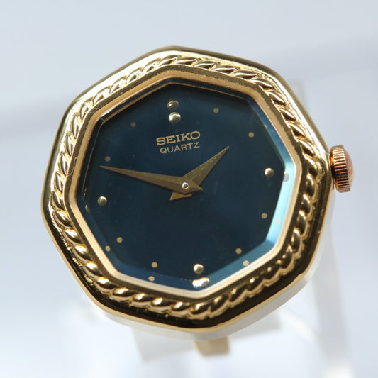 Near MINT SEIKO 1400-7940 Black Quartz 19.7mm Ladies Watch