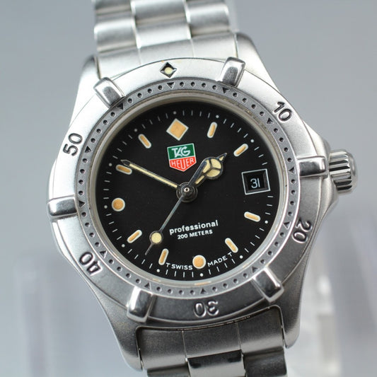 Near MINT TAG Heuer 2000 Professional 962.008R Black Quartz 28.3mm Ladies Watch