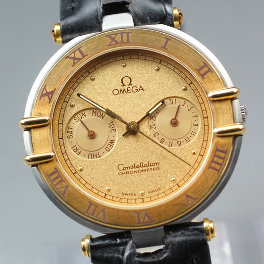 Near MINT OMEGA Constellation 198.0145 Cal.1444 Gold Quartz 35mm Men's Watch